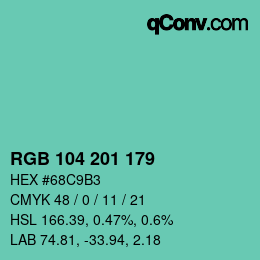 Color code: RGB 104 201 179 | qconv.com