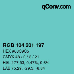 Color code: RGB 104 201 197 | qconv.com