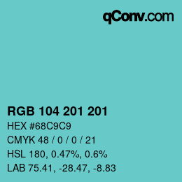 Color code: RGB 104 201 201 | qconv.com