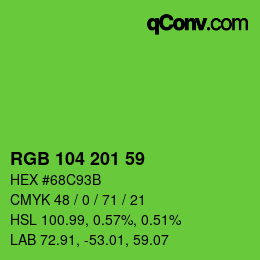 Color code: RGB 104 201 59 | qconv.com