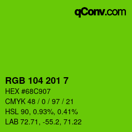 Color code: RGB 104 201 7 | qconv.com