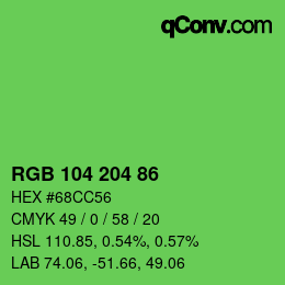 Color code: RGB 104 204 86 | qconv.com