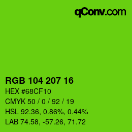 カラーコード: RGB 104 207 16 | qconv.com