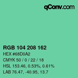 Color code: RGB 104 208 162 | qconv.com