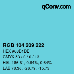 Color code: RGB 104 209 222 | qconv.com