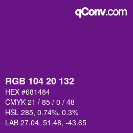 カラーコード: RGB 104 20 132 | qconv.com