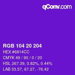 Color code: RGB 104 20 204 | qconv.com