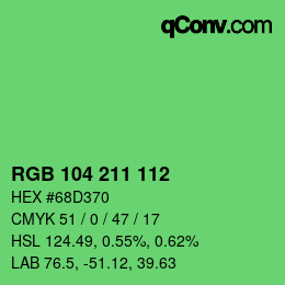 Color code: RGB 104 211 112 | qconv.com
