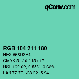 Color code: RGB 104 211 180 | qconv.com
