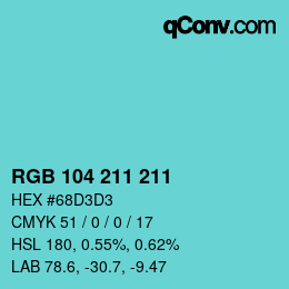 Color code: RGB 104 211 211 | qconv.com