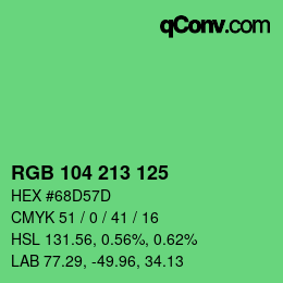 Farbcode: RGB 104 213 125 | qconv.com