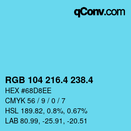 カラーコード: RGB 104 216.4 238.4 | qconv.com