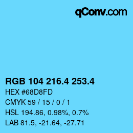 カラーコード: RGB 104 216.4 253.4 | qconv.com