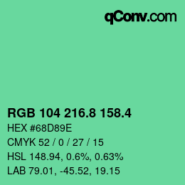 カラーコード: RGB 104 216.8 158.4 | qconv.com