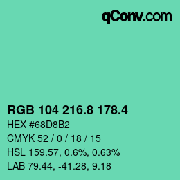 カラーコード: RGB 104 216.8 178.4 | qconv.com
