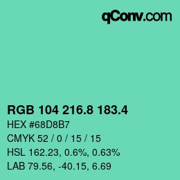 カラーコード: RGB 104 216.8 183.4 | qconv.com