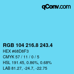 カラーコード: RGB 104 216.8 243.4 | qconv.com