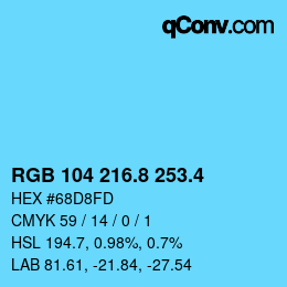 カラーコード: RGB 104 216.8 253.4 | qconv.com