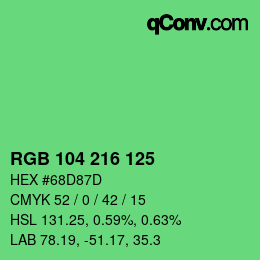 Código de color: RGB 104 216 125 | qconv.com