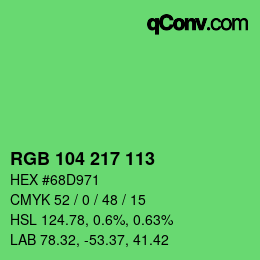 颜色代码: RGB 104 217 113 | qconv.com