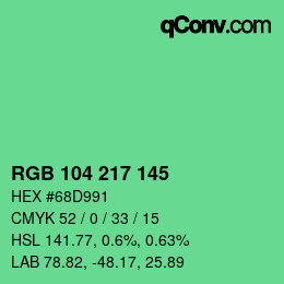 Color code: RGB 104 217 145 | qconv.com