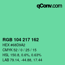 Color code: RGB 104 217 162 | qconv.com