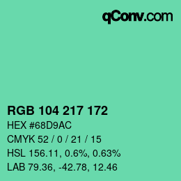 カラーコード: RGB 104 217 172 | qconv.com