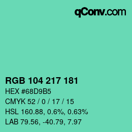 Color code: RGB 104 217 181 | qconv.com