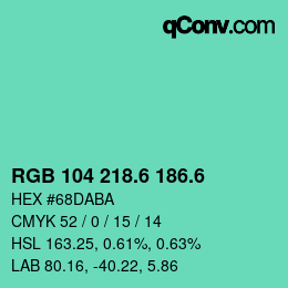 カラーコード: RGB 104 218.6 186.6 | qconv.com