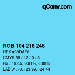 Color code: RGB 104 218 248 | qconv.com