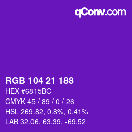 Color code: RGB 104 21 188 | qconv.com