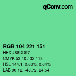 Color code: RGB 104 221 151 | qconv.com