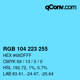 Color code: RGB 104 223 255 | qconv.com