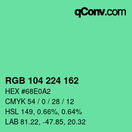 Color code: RGB 104 224 162 | qconv.com