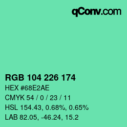 Color code: RGB 104 226 174 | qconv.com
