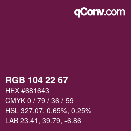 カラーコード: RGB 104 22 67 | qconv.com