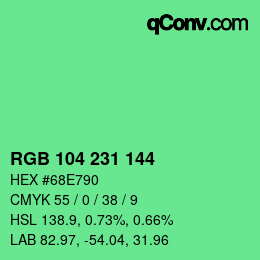 カラーコード: RGB 104 231 144 | qconv.com