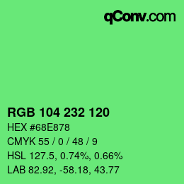 Color code: RGB 104 232 120 | qconv.com