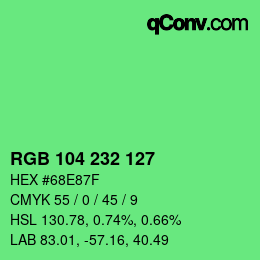 Color code: RGB 104 232 127 | qconv.com