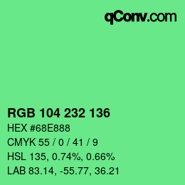 Color code: RGB 104 232 136 | qconv.com