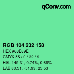 Color code: RGB 104 232 158 | qconv.com