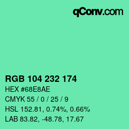 Color code: RGB 104 232 174 | qconv.com