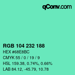 Color code: RGB 104 232 188 | qconv.com