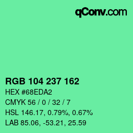 Color code: RGB 104 237 162 | qconv.com