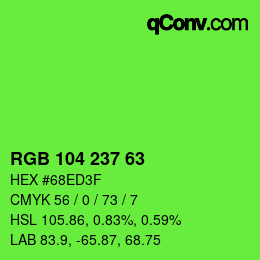 Color code: RGB 104 237 63 | qconv.com