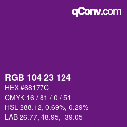 カラーコード: RGB 104 23 124 | qconv.com