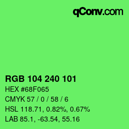 カラーコード: RGB 104 240 101 | qconv.com