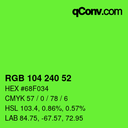 Color code: RGB 104 240 52 | qconv.com