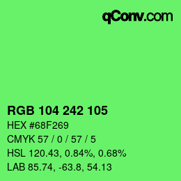 Color code: RGB 104 242 105 | qconv.com