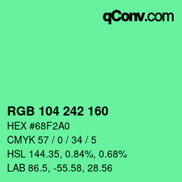 Color code: RGB 104 242 160 | qconv.com